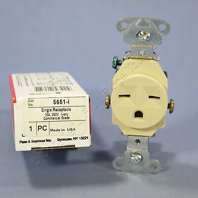 #ad Pamp;S Ivory Industrial Single Outlet Receptacle NEMA 6 15R 15A 250V 5651 I Boxed