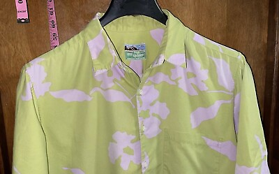 #ad Reyn Spooner Classic Green Hawaiian Shirt Tropical Floral Button Up Mens Large
