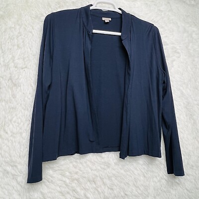 #ad J. Jill Navy Blue Open Front Cardigan Long Sleeves Size Large Soft Stretch