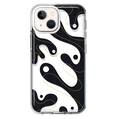 #ad Mundaze Case for Apple iPhone 15 Cover Luxury Black White Fluid