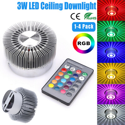 #ad 3W RGB Color Changing LED Ceiling Light Downlight Aluminum Wall Lamp Party Decor