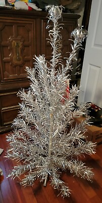 #ad Vintage Aluminum 4 ft 55 Branch Christmas Tree Complete
