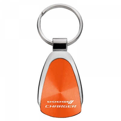 #ad Dodge Charger Authentic Logo Orange Teardrop Key Chain Fob Ring Official License