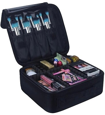 #ad Travel Makeup Train Case Makeup Cosmetic Case Organizer Portable