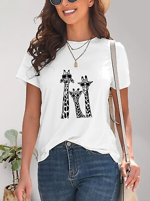 #ad Giraffe Graphic Round Neck T Shirt