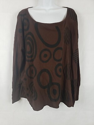 #ad EUC M2 MSquare Long Sleeve Dark Brown Large Top Neck Stretchy Long Wrist Cuffs