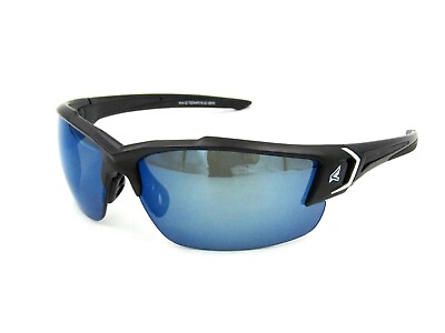 #ad Edge Eyewear KHOR G2 Polarized Sport Wrap Sunglasses Black Blue Mirror #C51