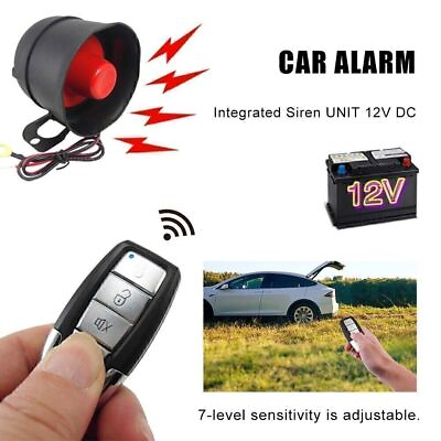 #ad Car Vehicle Burglar Alarm Security System Keyless Entry Siren Protective 2Remote