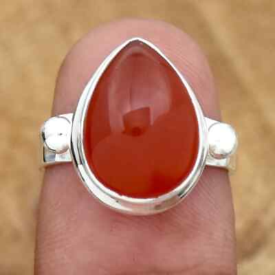 #ad Beautiful Pear Carnelian Gemstone Ring 925 Sterling Silver Handmade Ring SA 1525