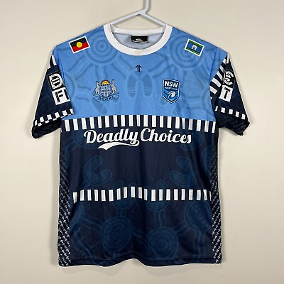#ad Deadly Choices New South Wales Blues NSW Indigenous Jersey Shirt Men#x27;s Large L