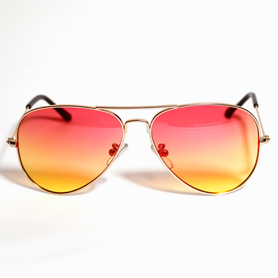 #ad RED YELLOW LENS AVIATOR STYLE METAL SUNGLASSES GOLD FRAME UVB PROTECTION 2 TONE $9.98