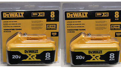 #ad 2 New Dewalt DCB208 20V Max XR 8.0Ah Lithium Ion Batteries Li ion DCB208 2