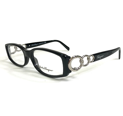 #ad Salvatore Ferragamo Eyeglasses Frames 2641 B 101 Black Silver Hoops 53 16 135