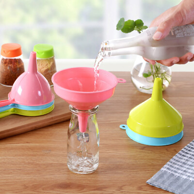 #ad 3Pcs Plastic Funnels Filling Bottles Handle Water Kitchen Tool for Liquid Powder
