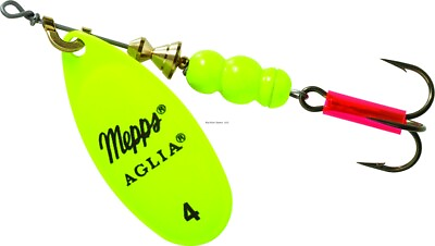 #ad Mepps Aglia In Line Spinner 1 3 Oz Plain Treble Hook Hot Chartreuse Blade B4 HC