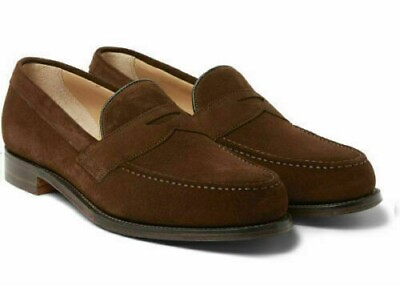 #ad Men Handmade Brown Suede Leather Loafers Slip On Shoes Casual Formal Men Shoes