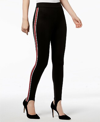 #ad Inc International Concept Womens Varsity Stripe Stirrup Leggings Black 2XL $24.95