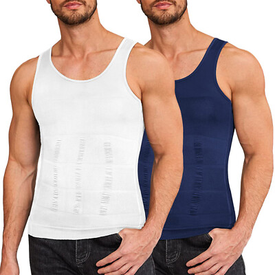 #ad Sculptcore Men#x27;s Body Shaper Compression Ionic Shaping Shirt Slimming Tank Top