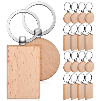 #ad 18 Pcs Wooden Keychain Blank Cute Keychains Crafts Blanks