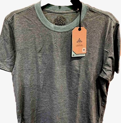 #ad NEW Prana green Blue STRIPED Short Sleeve T Shirt Men Azurite New With Tags crew