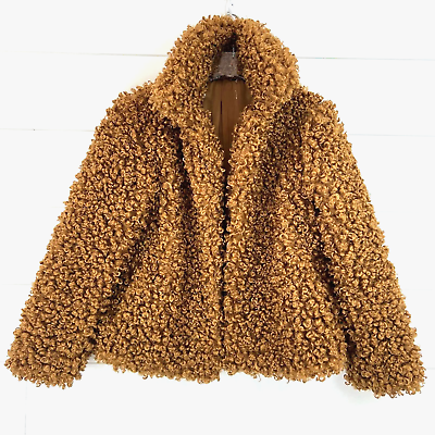 #ad ZARA WOMAN OUTERWEAR Small Curly Faux Fur Mongolian Teddy Coat Jacket