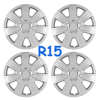 #ad 15 Inch Wheel Cover Rim Snap On Full Hub Caps fit R15 Tire amp; Steel Rim Set of 4