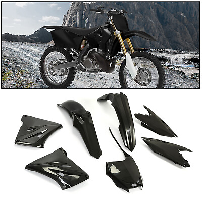 #ad For Suzuki RM250 RM125 2001 2008 Black Restyled Complete Plastics Kit