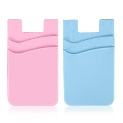 #ad 2Pack Phone WalletSilicone Credit Card Holder Stick on Double Pocket for Bac...
