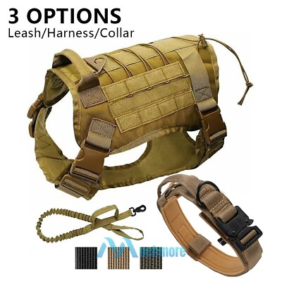 #ad Tactical Dog Harness Military Pet Training Vest Adjustable Collar With Buckle XL