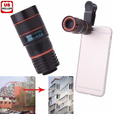 #ad Universal 8X Zoom Lens Optical Clip Telephoto Telescope Cell Phone Camera Lens
