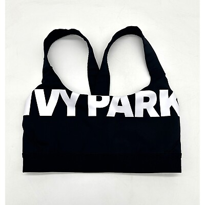 #ad Ivy Park Sports Bra Womens Mesh Racer Back Logo Breathable Black S