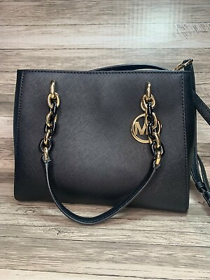 #ad Michael Kors Sofia Black Bag Medium Gold Accents