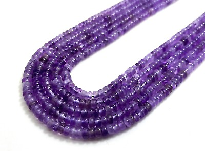 #ad Natural Purple Amethyst 2mm x 4mm Smooth Polished Rondelle Gemstone Beads RD34