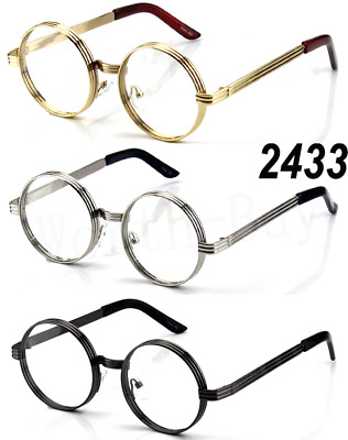 #ad Steampunk Clear Lens Glasses Round Metal Frame Circle Fashion Mens Womens Retro
