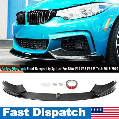 #ad For 14 20 BMW F32 F33 F36 M Sport Carbon Fiber Look Bumper Lip Spoiler Splitter