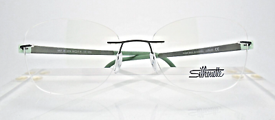 #ad Silhouette 4497 6054 54 17 Mint Green Drill Mount Rimless Eyeglasses