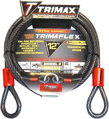 #ad Trimax Trimaflex Max Security Braided Cable Dual Loop Cable 12ft. x 12mm