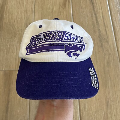 #ad Vintage Kansas State Wildcats Hat One Size Purple White Adjustable College Y2K