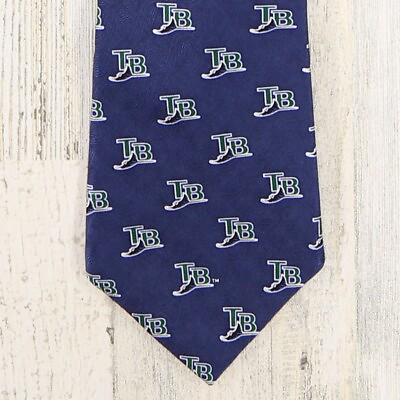 #ad Vintage Tampa Bay Rays Baseball Ralph Marlin RM Sport Neck Tie Made in USA