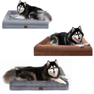 #ad 3 Colors Orthopedic Memory Foam M L XL XXL XXXL Dog Bed 4 Side Bolster Pet Sofa