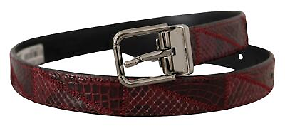 #ad Dolceamp;Gabbana Women Red Waist Belt Leather Python Skin Casual Strap Sz 75 cm 30″