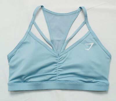 #ad Gymshark Women#x27;s Strap Back Design Power Sports Bra TS8 Iceberg Blue Medium NWT