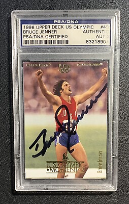#ad Bruce Jenner Signed PSA DNA 1996 Upper Deck #43 US Olympic Decathlon Gold Medal