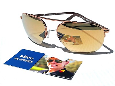 #ad NEW REVO ANNIKA Polished Rose Gold POLARIZED Gold Lens Sunglass 1201 14 CH