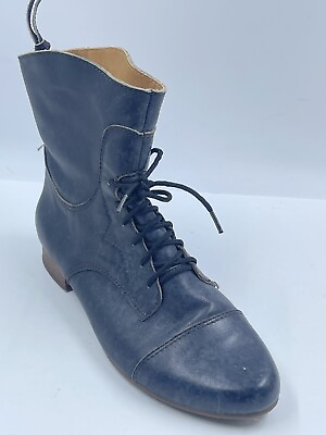 #ad Latigo Fifi Womens Boots 7.5M Black Leather Lace Up Back Zip Cap Toe Ankle Boots