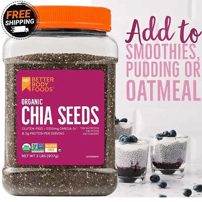 #ad BetterBody Foods Organic Chia Seeds with Omega 3 Non GMO 2 lbs 32 Oz