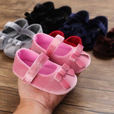 #ad Infant Velvet Dress Shoes Newborn Baby Girl Crib Shoes Toddler PreWalker Trainer