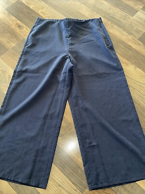 #ad J. Jill Navy Blue Wide Leg Pants Soft Elastic waist Lightweight Size M Side Zip