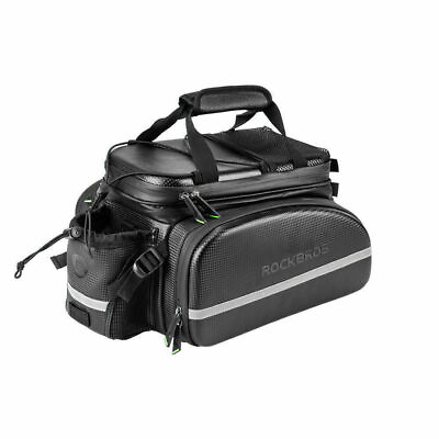#ad RockBros Bike Rack Bag Waterproof Carbon Leather Rear Pack Trunk Pannier Black