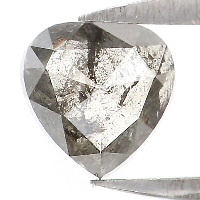 #ad Natural Loose Heart Diamond Black Grey Color 5.50 CT 0.66 MM Rose Cut KDL8267